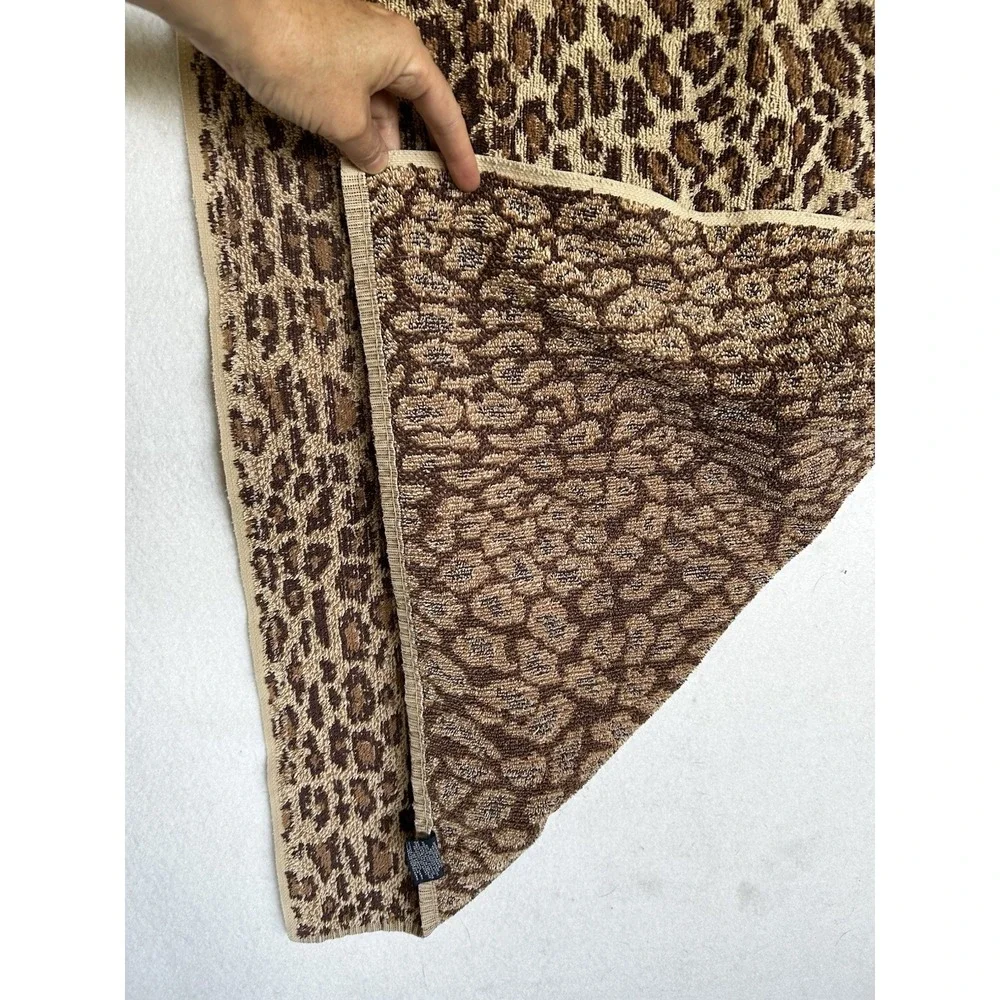 2 Vtg Ralph Lauren Aragon Leopard Print Bath Towel Cheetah USA 27x51